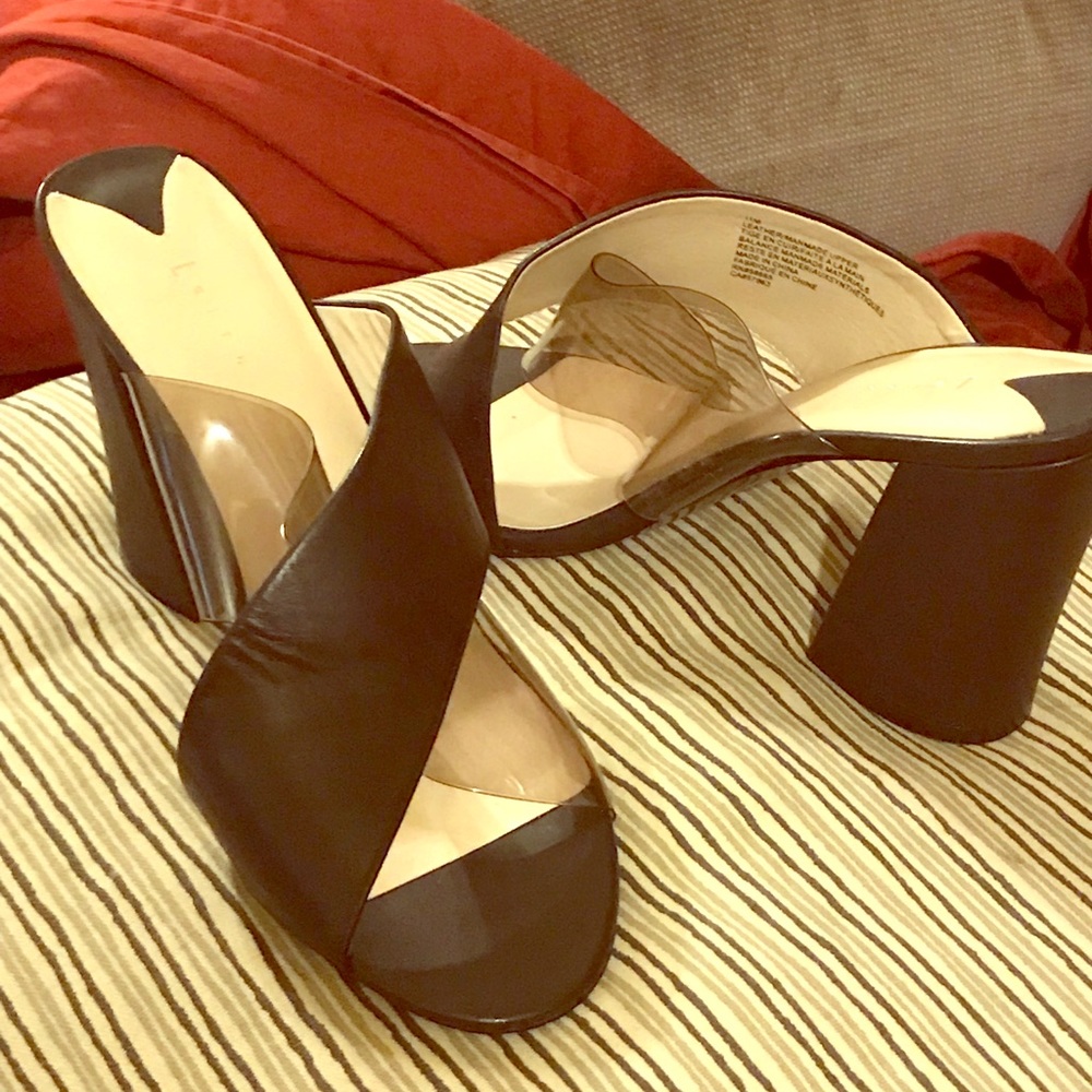 Leather and clear mule